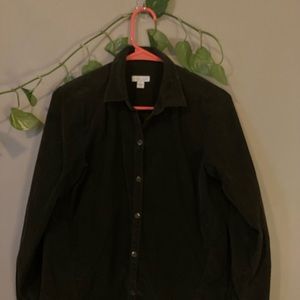 dark green J Jill corduroy button down shirt